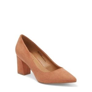 Audry Block Heel Pump In Tan Mocha Caramel Brown Pointed Toe